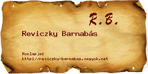 Reviczky Barnabás névjegykártya